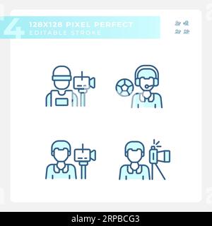 2D editable blue journalism icons set Stock Vector