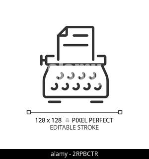 2D customizable thin linear black typewriter icon Stock Vector