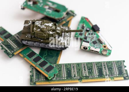 Concept: a new war is going on in the field of computer technology. Stock Photo
