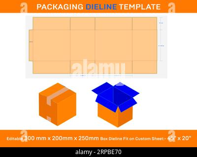 Custom RSC Style Box, Die line Template, SVG, Ai, EPS, PDF, DXF, JPG, PNG Stock Vector
