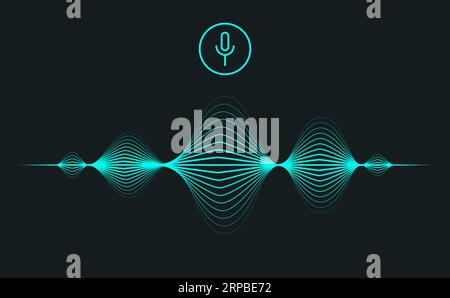 Voice recognition personal assistant sound waves background Stock Vector
