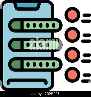 Smartphone modern data icon outline vector. Digital farm. Smart iot color flat Stock Vector
