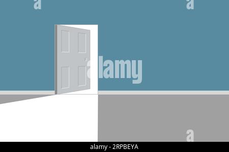 Room open door light coming from outside flat vector Stock Vector