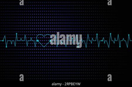 Pulse heart beats lines cardiogram medical background Stock Vector