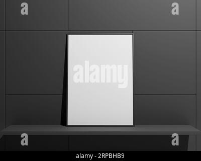 Hanging empty blank frame leaning against the wall Stock Photo