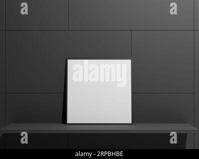 Hanging empty blank frame leaning against the wall Stock Photo