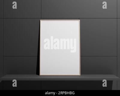 Hanging empty blank frame leaning against the wall Stock Photo