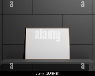 Hanging empty blank frame leaning against the wall Stock Photo