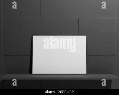 Hanging empty blank frame leaning against the wall Stock Photo