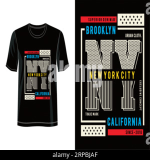 Brooklyn new yourk city califotnia typography t shirt design, tee print, calligraphy, lettering, t shirt designs, Silhouette t shirt design Stock Vector