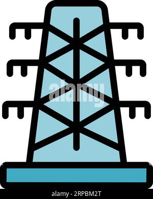 Electric tower icon outline vector. Eco energy. Power industry color flat Stock Vector