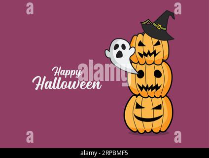 Halloween pumpkins invitation doodle style. Invitation or greeting cards. Vector illustration Stock Vector