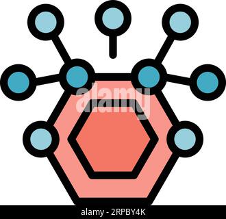 Vitamin enzymes icon outline vector. Molecular ozone. Amino peptide color flat Stock Vector