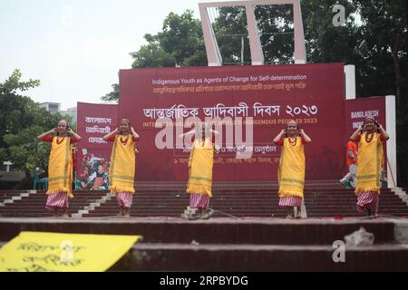 Dhaka Bangladesh 09,August 2023. Tribal performers wearing traditional ...