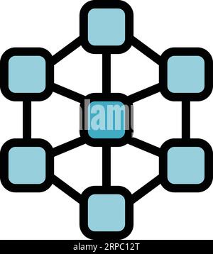 Molecular ozone icon outline vector. Amino peptide. Structure chain color flat Stock Vector