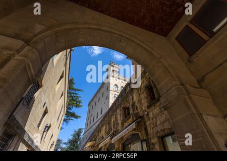 SAN MARINO, JULY 5 , 2022 - The Public Palace of the city of San Marino, Republic of San Marino, Europe Stock Photo