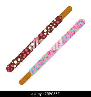 Frosted chocolate chip cookie sticks in sprinkles Stock Vector