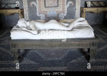Statue of Venus asleep by Vincenzo Monti, Stresa, Italy. Stock Photo
