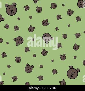 Seamless pattern cute brown bear face  vector illustration. Pattern for web page, textile,  wallpaper, banner,poster, card. Stock Vector