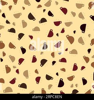 Coffee cups pattern on light brown background. Happy Coffee day. Pattern for web page, textile,  wallpaper, banner,poster, card. Stock Vector