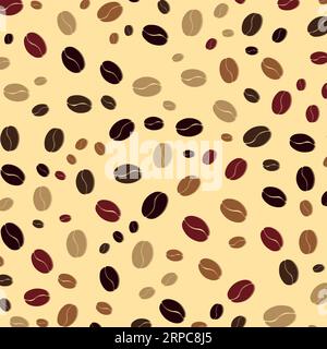Coffee beans seamless pattern on light brown background. Happy Coffee day. Pattern for web page, textile,  wallpaper, banner,poster, card. Stock Vector