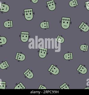 Cute Halloween pattern. Halloween colors vector illustration. Illustration of frankenstein. Pattern for web page, textile,  wallpaper, banner,poster. Stock Vector