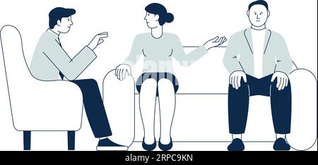 Doctor helping family on couple therapy session Stock Vector