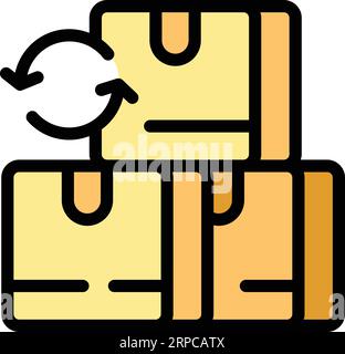 Purchase returns box icon outline vector. Service delivery. Store refund color flat Stock Vector