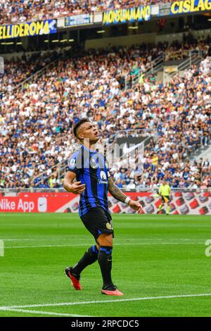 Milano, Italy. 03rd Sep, 2023. Lautaro Martinez (10) of Inter seen in the Serie A match between Inter and Fiorentina at Giuseppe Meazza in Milano. (Photo Credit: Gonzales Photo/Alamy Live News Stock Photo