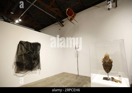 (190702) -- LOS ANGELES, July 2, 2019 -- Installations of U.S. artist David Hammons are displayed at Hauser & Wirth in Los Angeles, the United States, on June 28, 2019. Held from May 18 to August 11, the exhibition is dedicated to U.S. jazz saxophonist and composer Ornette Coleman. ) U.S.-LOS ANGELES-EXHIBITION-DAVID HAMMONS LixYing PUBLICATIONxNOTxINxCHN Stock Photo