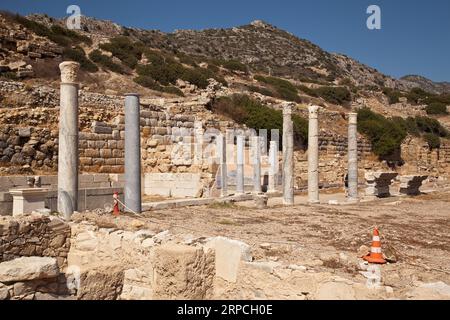 Ruin of a church or temple in the ruins of Knidos, one of the oldest ancient cities of Anatolia, Turkey Mugla Datca, June 26 2023 Stock Photo