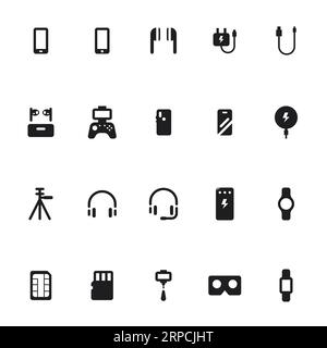 Mobile phone and accessories icons Stock Vector