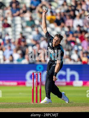 Tim Southee bowling for New Zealand in the 3rd Vitality IT20 match between England and New Zealand Stock Photo