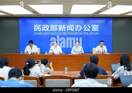 (190730) -- BEIJING, July 30, 2019 -- A press conference is held by the Information Office of the Ministry of Civil Affairs in Beijing, capital of China, July 29, 2019. Social donations from across China exceeded 90 billion yuan (about 13.1 billion U.S. dollars) in 2018, an official of the Ministry of Civil Affairs said at the press conference on Monday. ) CHINA-BEIJING-CIVIL AFFAIRS-DONATIONS (CN) ShenxBohan PUBLICATIONxNOTxINxCHN Stock Photo