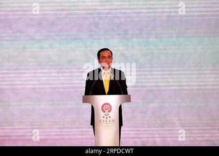 (190731) -- BANGKOK, July 31, 2019 (Xinhua) -- Thai Prime Minister Prayut Chan-o-cha addresses the opening ceremony of the 52nd ASEAN Foreign Ministers Meeting in Bangkok, Thailand, July 31, 2019. The opening ceremony of the 52nd ASEAN Foreign Ministers Meeting was held here. (Xinhua/Rachen Sageamsak) THAILAND-BANGKOK-ASEAN-FOREIGN MINISTERS MEETING PUBLICATIONxNOTxINxCHN Stock Photo