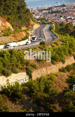 City view from above of Marmaris district in Mugla, Turkey, which