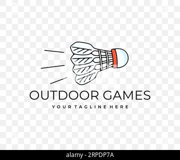Badminton, shuttlecock flies in the air, games and sport, colored graphic design. Active recreation, nature, leisure, playing, racquet and racket Stock Vector