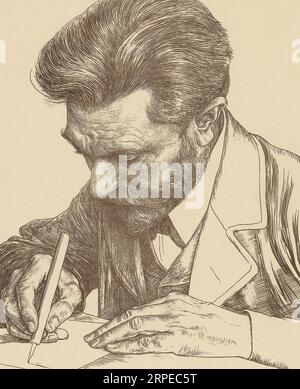 August Bebel, 1840 - 1913.  German socialist politician and political author.  After a work by Jan Veth. Stock Photo