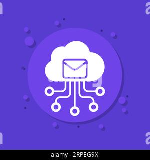 email automation, SaaS icon with a cloud Stock Vector