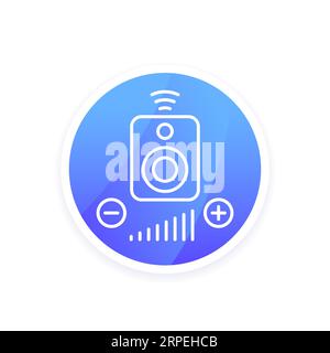 Smart speaker control line icon, vector Stock Vector