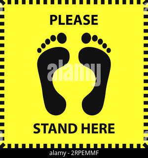 Stand here foot. To maintain social distancing Stock Vector