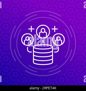 Userbase line icon with users, vector Stock Vector