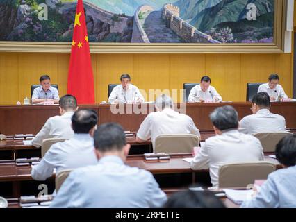 Beijing, China. 4th Sep, 2023. Chinese Vice Premier He Lifeng, also a member of the Political Bureau of the Communist Party of China Central Committee, addresses a teleconference on the planning and building of government-subsidized housing in Beijing, capital of China, Sept. 4, 2023. Credit: Li Tao/Xinhua/Alamy Live News Stock Photo