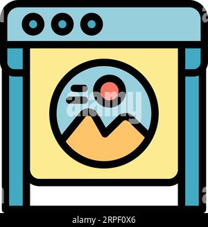 Offset device icon outline vector. Plotter device. Machine print color flat Stock Vector