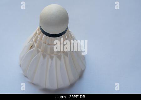 Close up of shuttlecock isolated on white background. Stock Photo