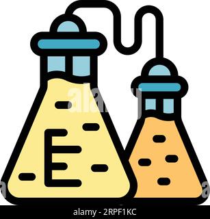 Fuel flask icon outline vector. Eco station. Energy cycle color flat Stock Vector