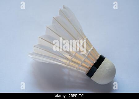 Close up of shuttlecock isolated on white background. Stock Photo
