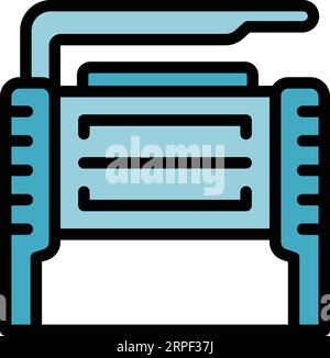 Large plotter icon outline vector. Printer machine. Digital screen color flat Stock Vector