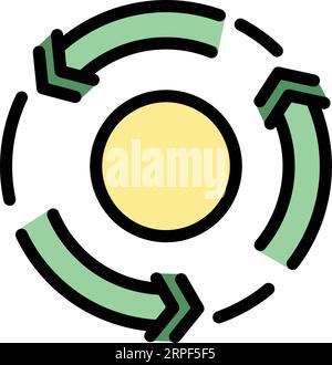 Eco cycle icon outline vector. Station energy. Alternative energy color flat Stock Vector