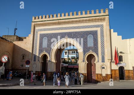 Morocco - Fes El Bali (ancient city) - UNESCO World Heritage - Bab Bou Jeloud, one of the main doors of the medina Stock Photo